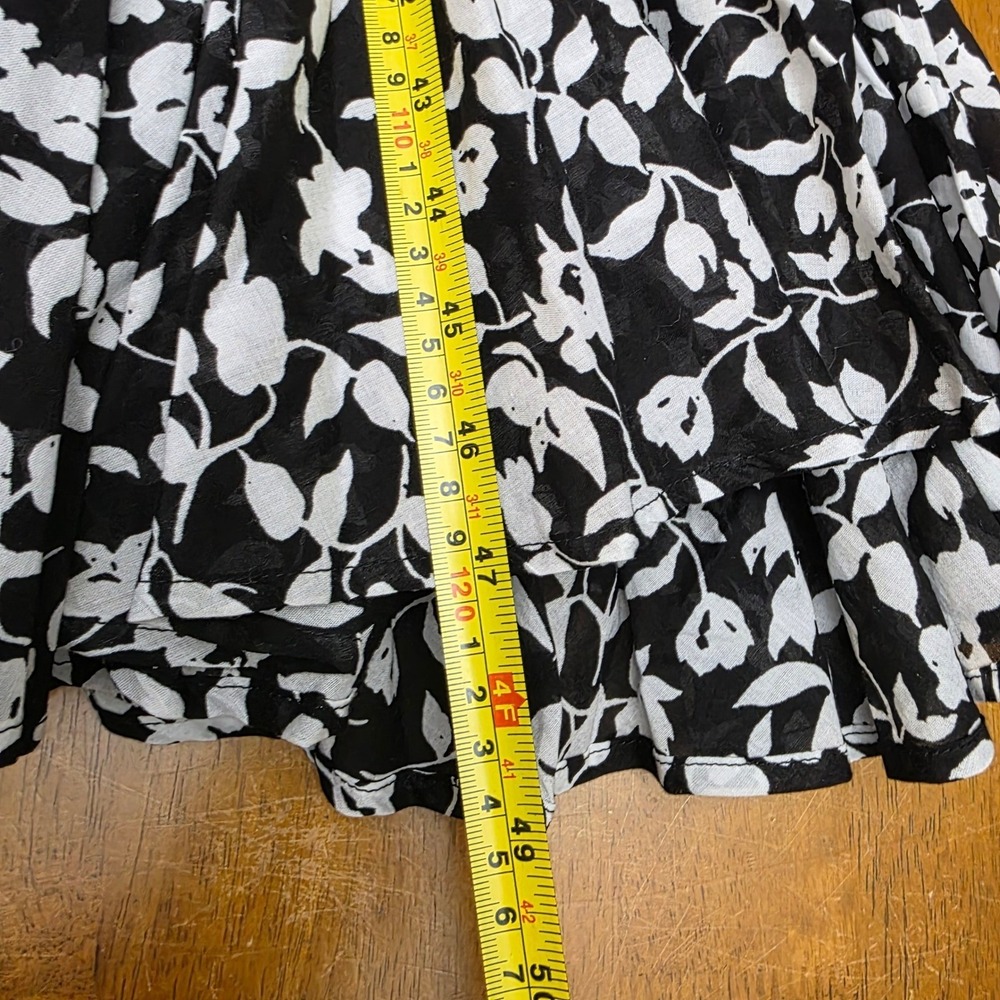 Chelsea & Theodore XL Black White Floral Cotton Smocked Midi Dress Sleeveless - Picture 12 of 13